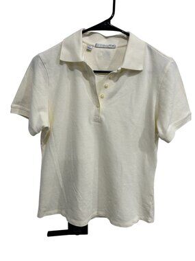 Cutter & Buck Ivory Organic Cotton Short Sleeve Polo Shirt Size M Preppy Chic